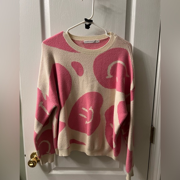 Altar'd State Vibrant Pink and Cream Sweater - Picture 2 of 4